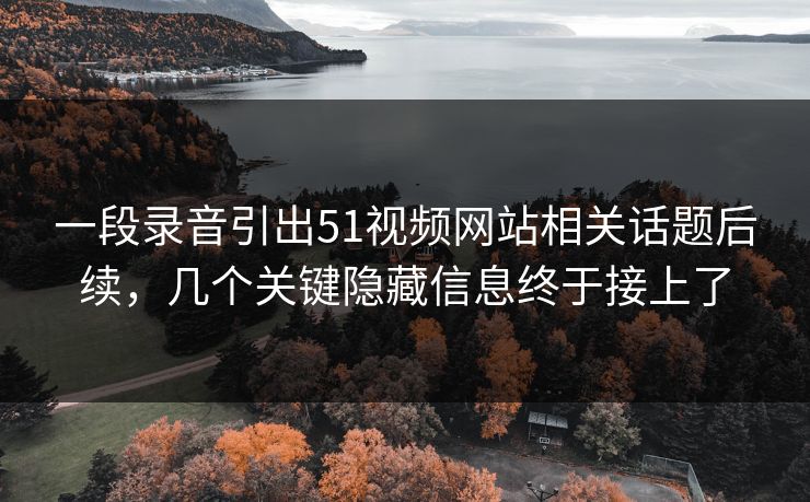 一段录音引出51视频网站相关话题后续，几个关键隐藏信息终于接上了