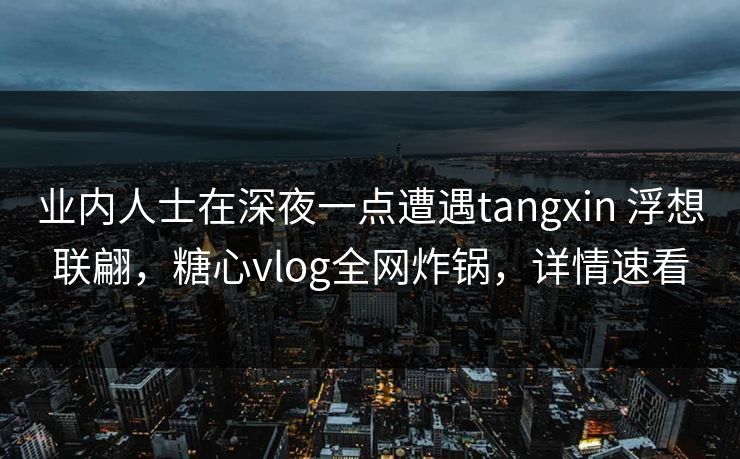 业内人士在深夜一点遭遇tangxin 浮想联翩，糖心vlog全网炸锅，详情速看
